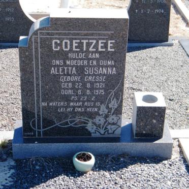 COETZEE Aletta Susanna nee CRESSE 1921-1975