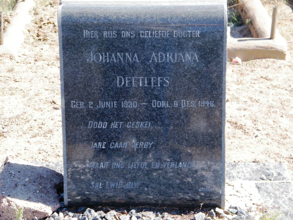 DEETLEFS Johanna Adriana 1930-1946