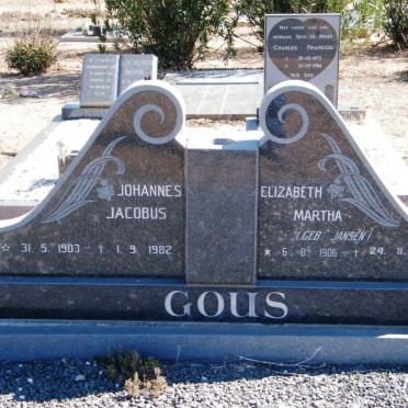 GOUS Johannes Jacobus 1903-1982 &amp; Elizabeth Martha JANSEN 1906-1997