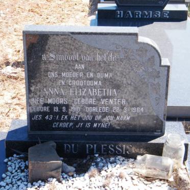 PLESSIS Anna Elizabeth, du formerly MOORS nee VENTER 1910-1984