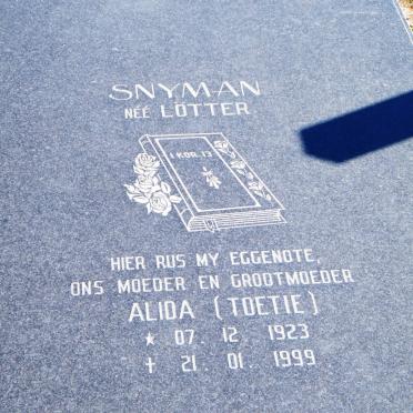 SNYMAN Alida nee LÖTTER 1923-1999