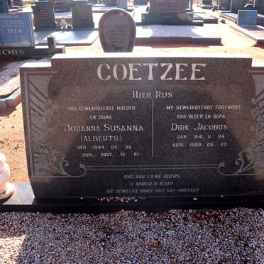 COETZEE Dirk Jacobus 1941-1999 & Johanna Susanna ALBERTS 1944-2007