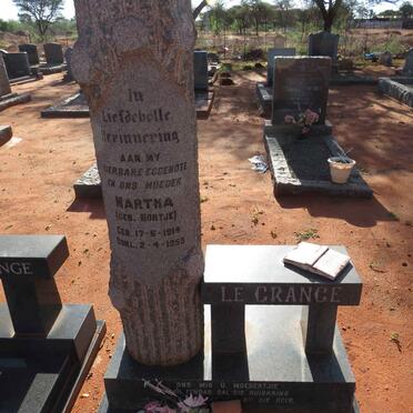GRANGE Martha, le nee NORTJE 1914-1959 