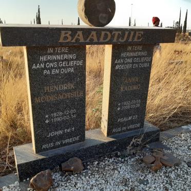 BAADTJIE Hendrik Modisaotsile 1928-1990 Anna Kadimo 1932-2008