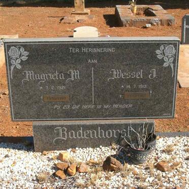 BADENHORST Wessel J. 1913-1987 &amp; Magrieta M. 1913-1987