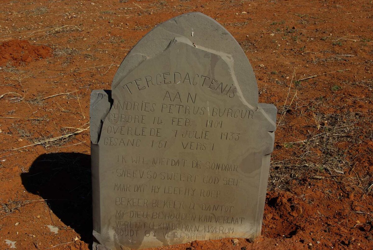 BURGUR Andries Petrus 1909-1933