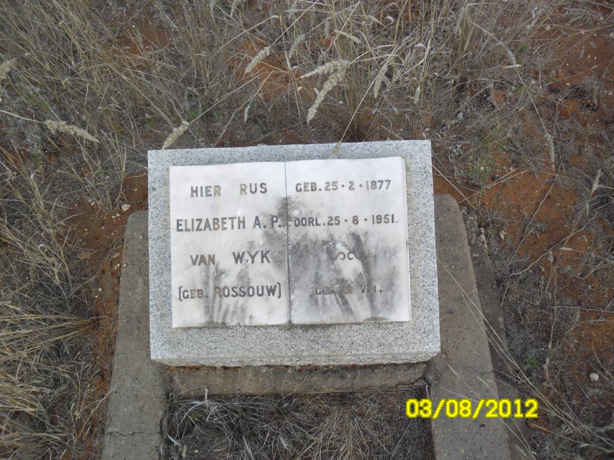 WYK Elizabeth A.P., van ROSSOUW 1877-1951