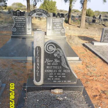 GRANGE Mattheus Andreas De Beer, le 1909-1986