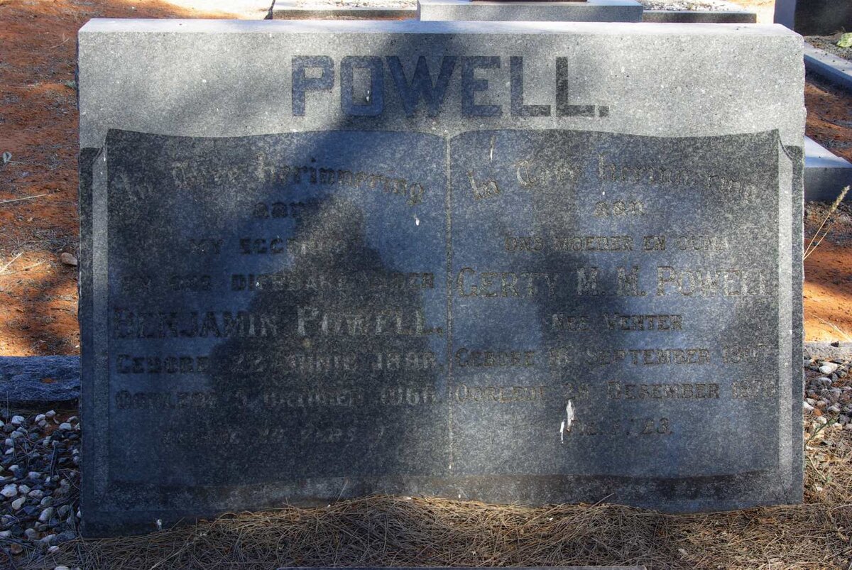 POWELL Benjamin 1896-19?? &amp; Gerty M.M. VENTER 1907-1979