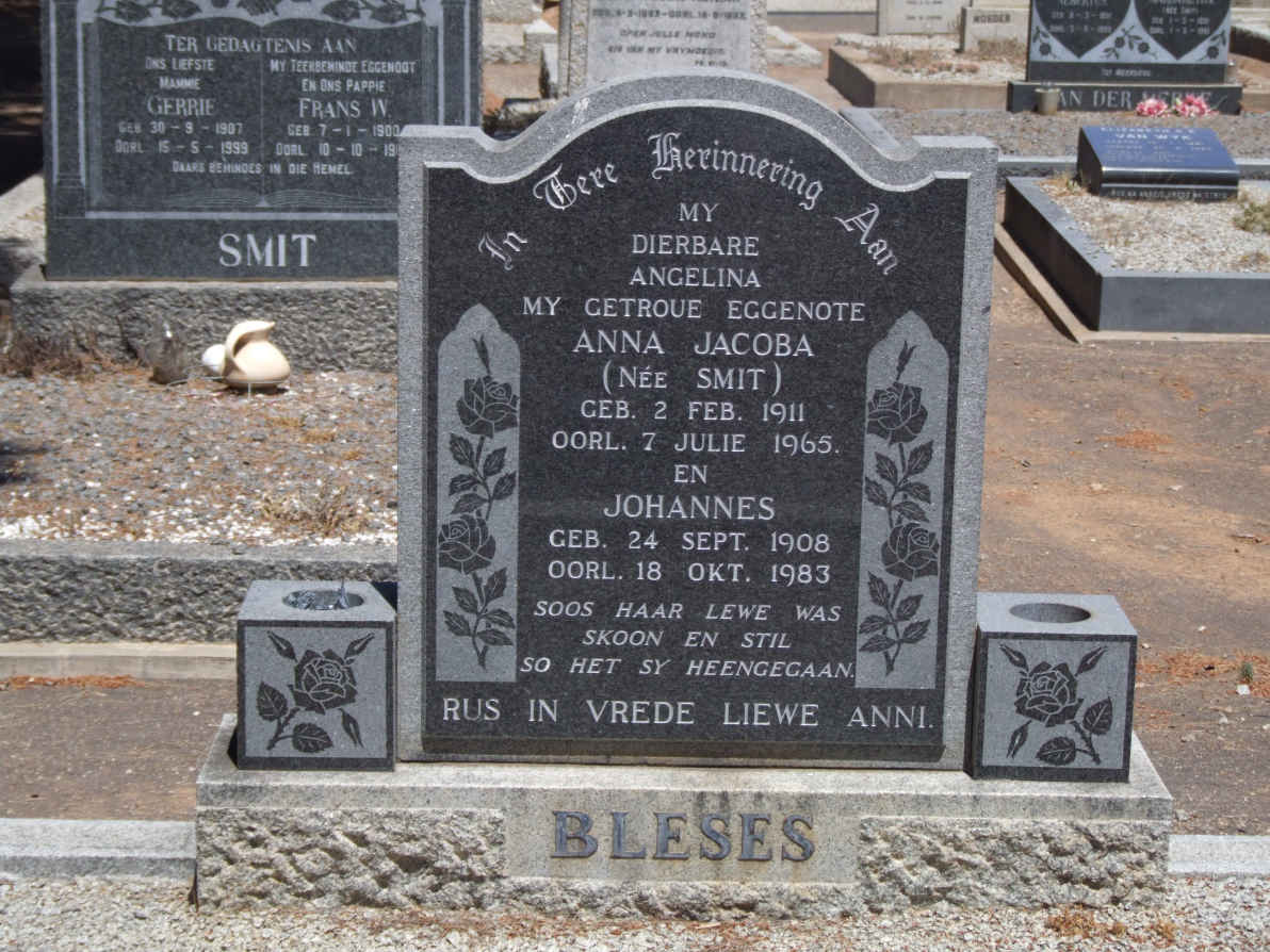 BLESES Johannes 1908-1983 &amp; Anna Jacoba SMIT 1911-1965