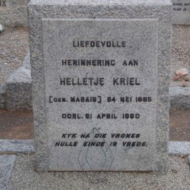 KRIEL Helletjie Kriel nee MARAIS 1885-1960