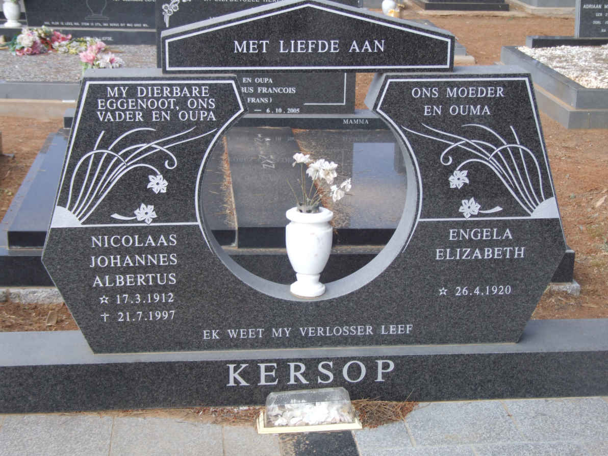 KERSOP Nicolaas Johannes Albertus 1912-1997 &amp; Engela Elizabeth 1920-
