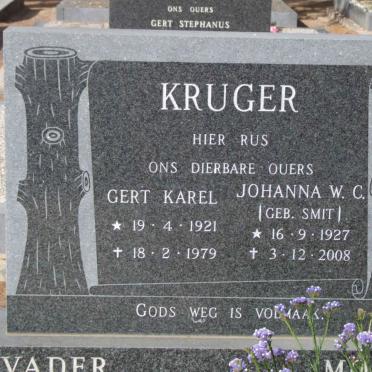 KRUGER Gert Karel 1921-1979 &amp; Johanna W.C. SMIT 1927-2008