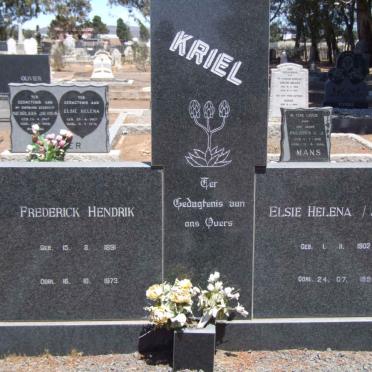 KRIEL Frederick Hendrik 1891-1973 &amp; Elsie Helena SMIT 1902-1996