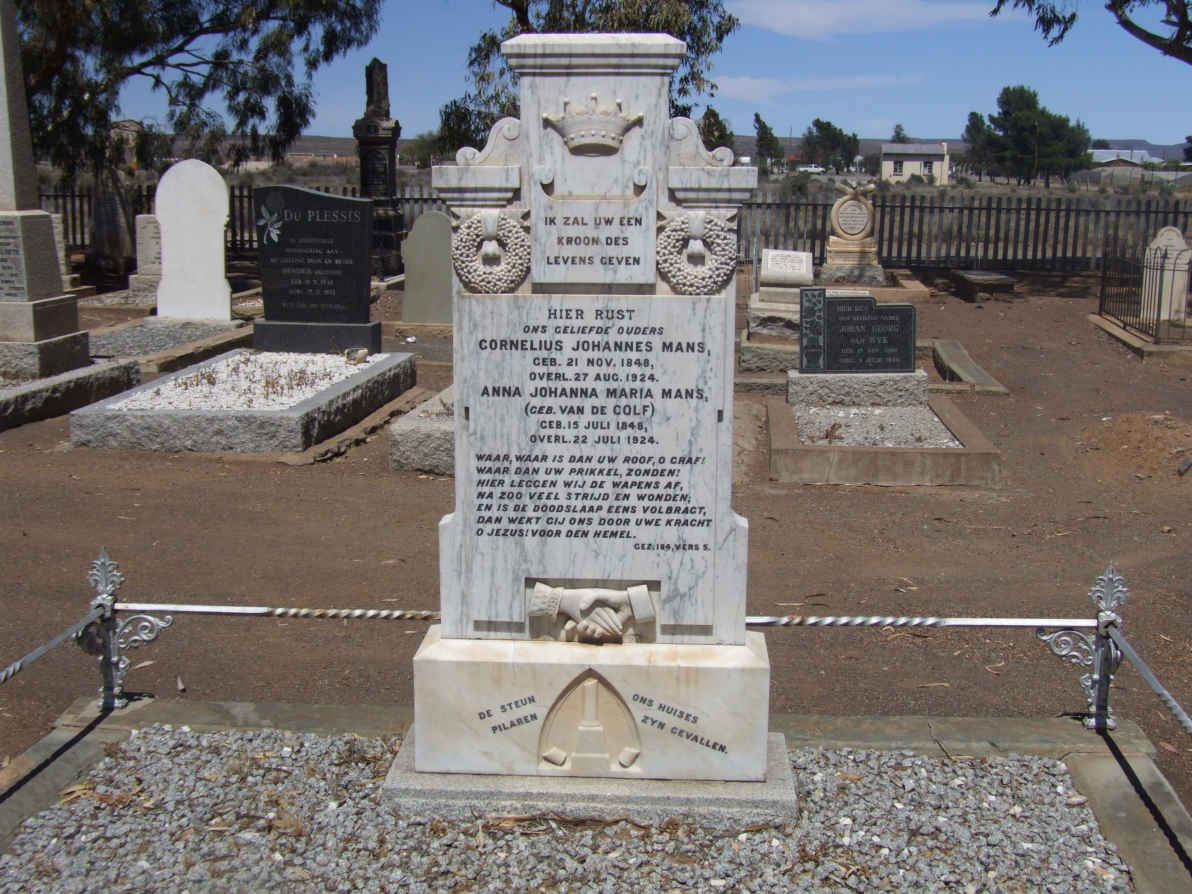 MANS Cornelius Johannes 1848-1924 &amp; Anna Johanna Maria VAN DER COLF 1848-1924