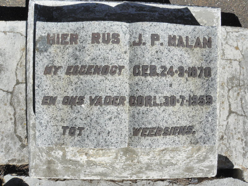 MALAN J.P. 1870-1959