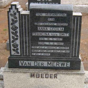 MERWE Anna Cecilia Francina, van der nee SMIT 1897-1962