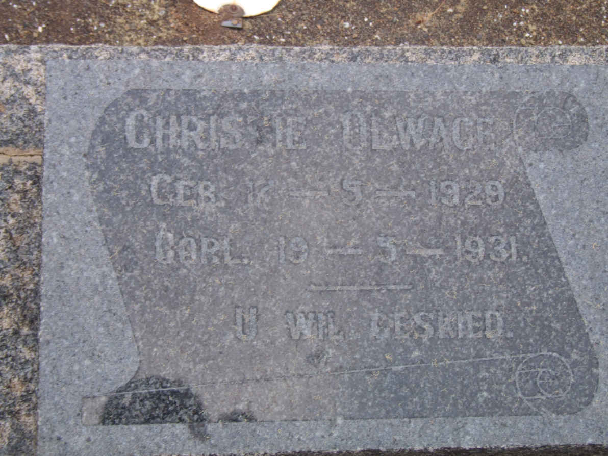 OLWAGE Christie 1929-1931