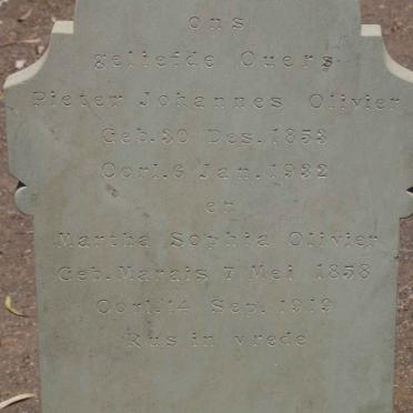 OLIVIER Pieter Johannes 1853-1932 &amp; Martha Sophia MARAIS 1858-1919