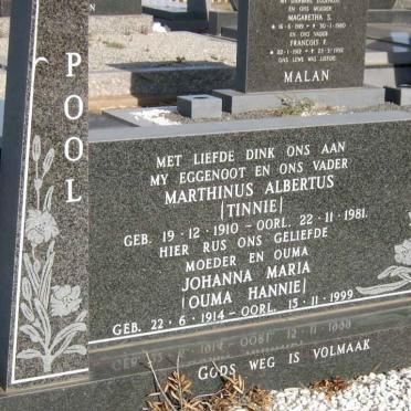POOL Marthinus Albertus 1910-1981 &amp; Johanna Maria 1914-1999