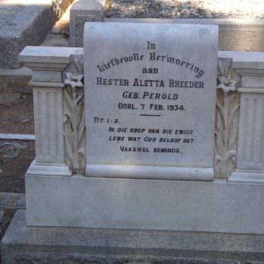 RHEEDER Hester Aletta nee PEROLD -1934