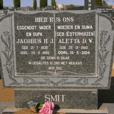 SMIT Jacobus H.J. 1939-1999 &amp; Aletta D.W. ESTERHUIZEN 1940-2014