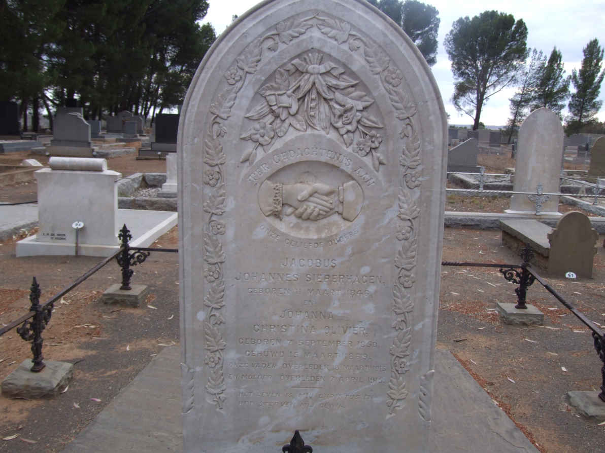 SIEBERHAGEN Jacobus Johannes  1846- 1915 &amp; Johanna Christina OLIVIER 1850-1915