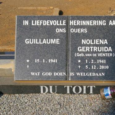 TOIT Guillaume, du 1941- &amp; Noliena Gertruida VAN DE VENTER 1941-2010