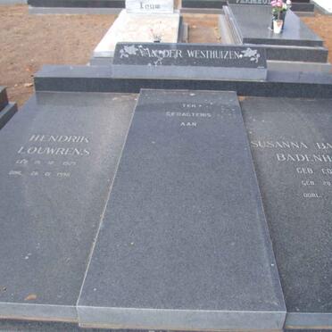 WESTHUIZEN Hendrik Louwrens, van der 1925-1996 &amp; Susanna Barendina Badenhorst CONRADIE 1933-