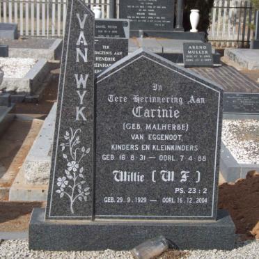 WYK W.J., van 1929-2004 &amp; Carinie MALHERBE 1931-1988