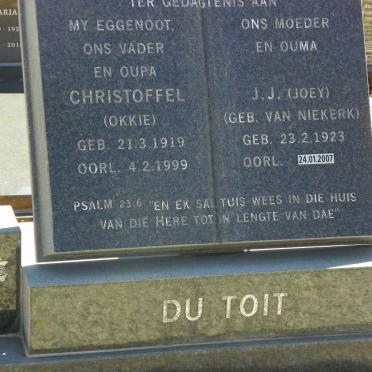 TOIT Christoffel, du 1919-1999 &amp; J.J. VAN NIEKERK 1923-2007