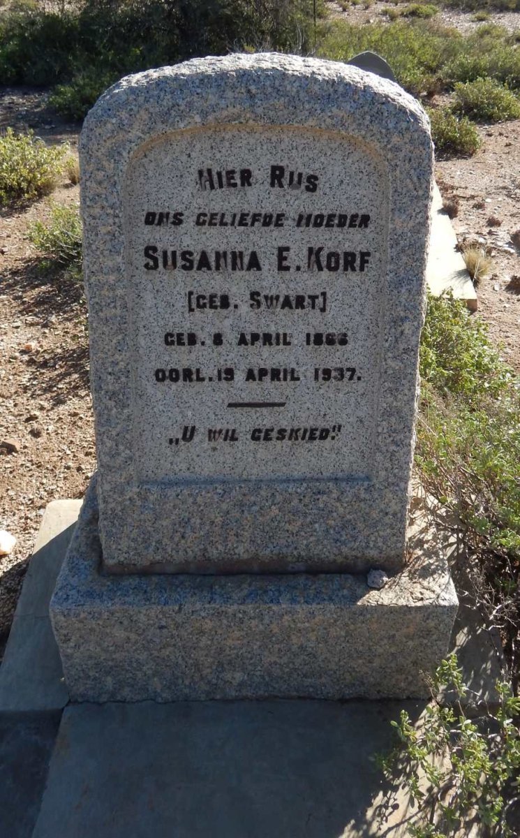 KORF Johannes A. 1873-1938 &amp;  Susanna E. SWART 1866-1937