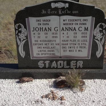STADLER Johan G. 1935-1999 &amp; Anna C.M. 1933-1999