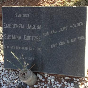 COETZEE Embrenzia Jacoba Susanna nee VAN HEERDEN 1903-1954