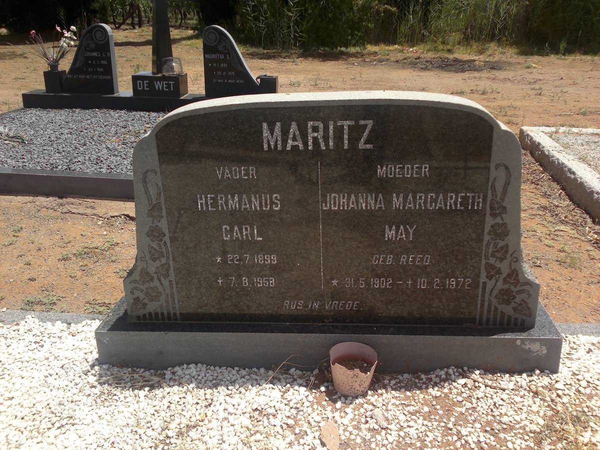 MARITZ Hermanus Carl 1899-1958 &amp; Johanna Margareth May REED 1902-1972