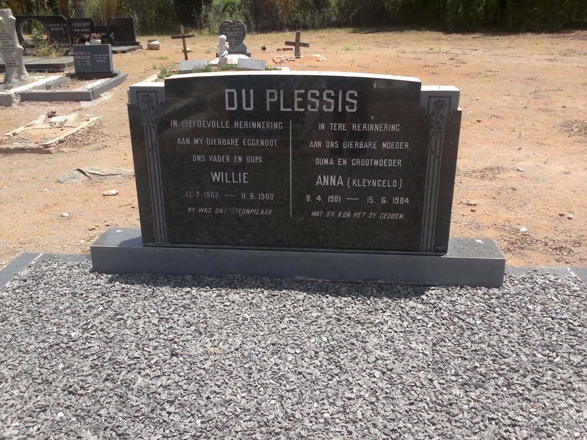 PLESSIS Willie, du 1902-1980 &amp; Anna KLEYNGELD 1901-1984