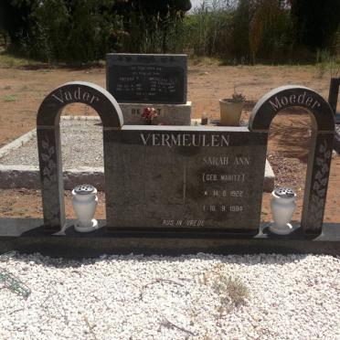 VERMEULEN Sarah Ann nee MARITZ 1922-1984