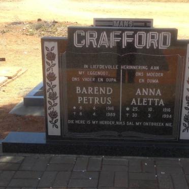 CRAFFORD Barend Petrus 1916-1989 &amp; Anna Aletta 1916-1994