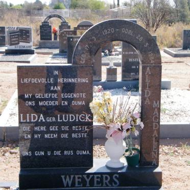 WEYERS Alida Magdalena nee LUDICK 1920-1984