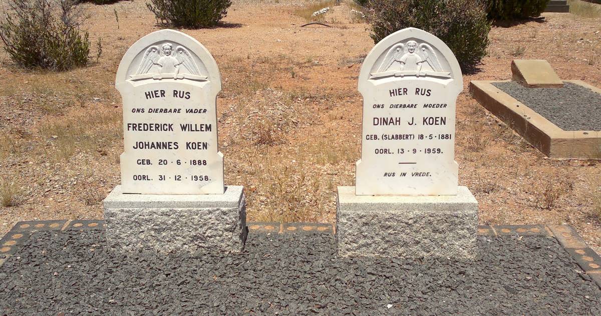 KOEN Frederick Willem Johannes 1888-1958 &amp; Dinah J. 1881-1959