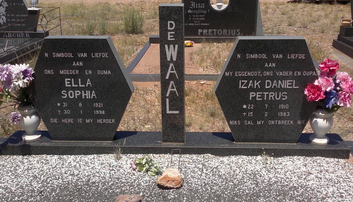 WAAL Izak Daniel Petrus, de 1911-1983 &amp; Ella Sophia 1921-1998