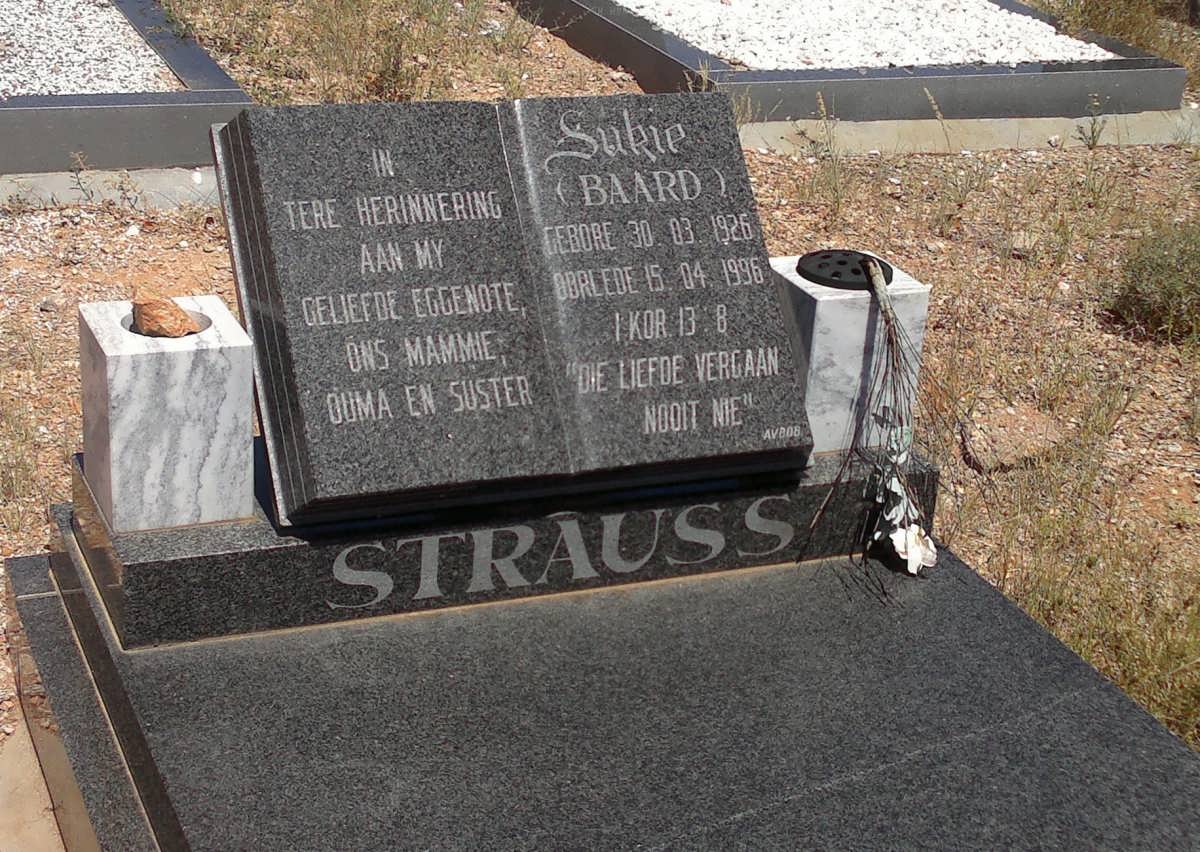STRAUSS Sukie nee BAARD 1926-1996