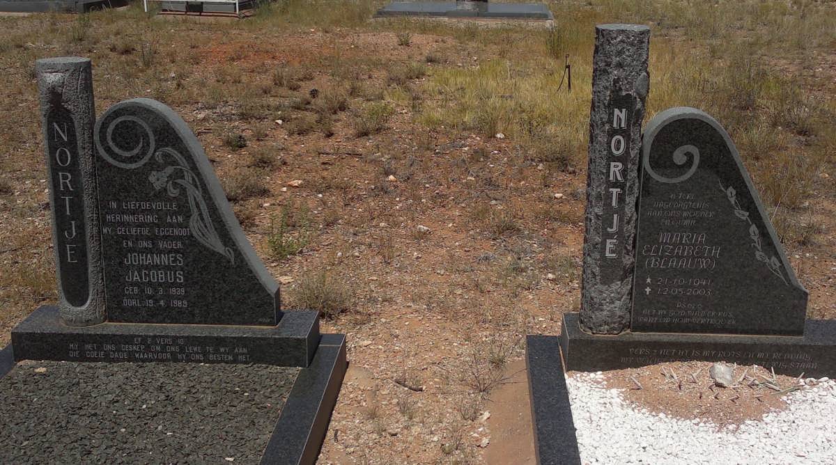 NORTJE Johannes Jacobus 1939-1989 &amp; Maria Elizabeth BLAAUW 1941-2003