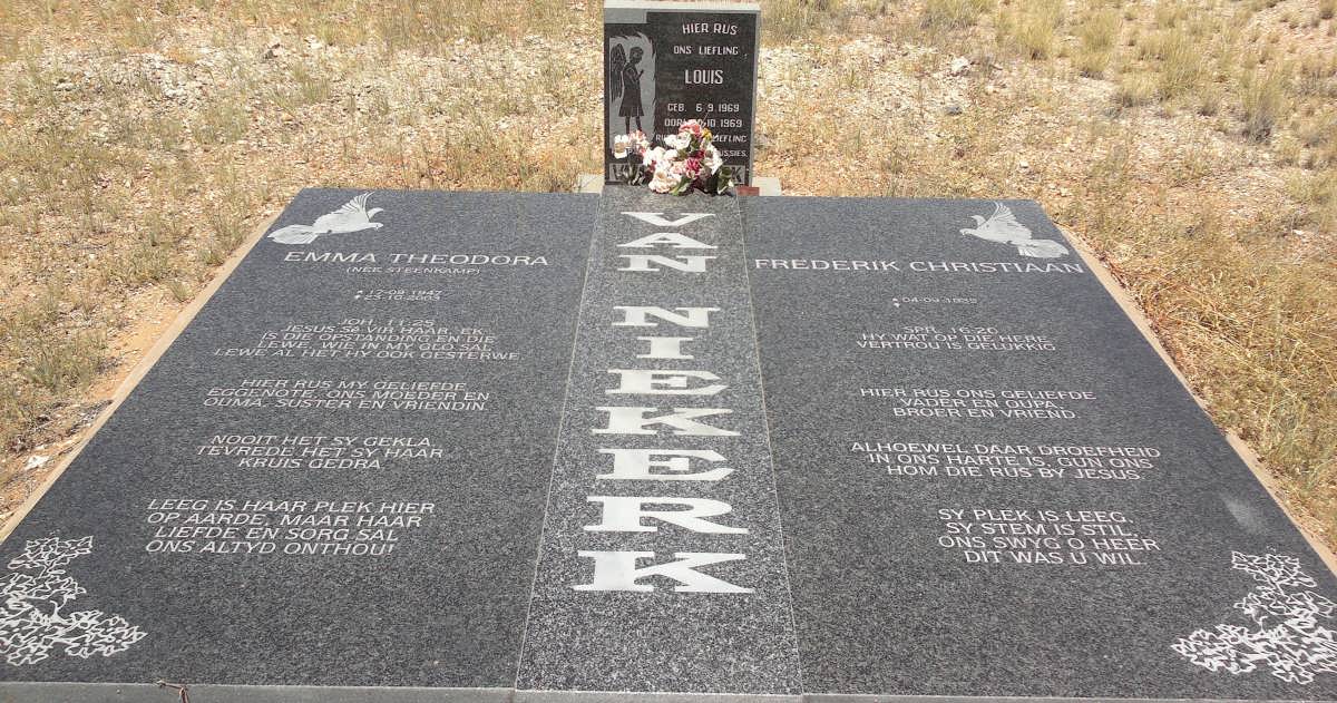 NIEKERK Frederik Christiaan, van 1935- &amp; Emma Theodora STEENKAMP 1947-2003