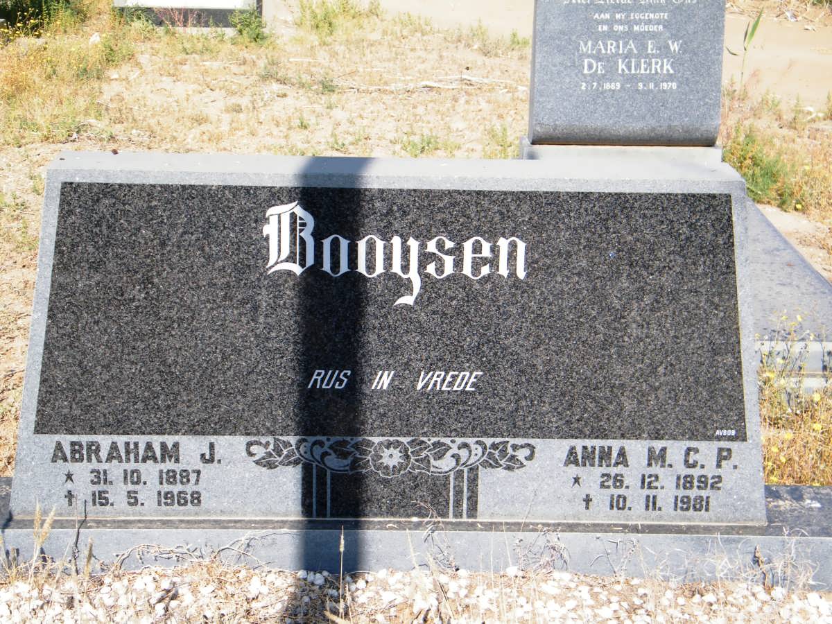BOOYSEN Abraham J. 1887-1968 &amp; Anna M.C.P. 1892-1981