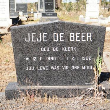 BEER Jeje, de nee DE KLERK 1890-1982