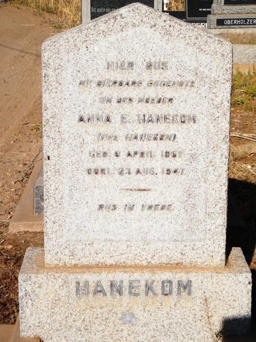 HANEKOM Anna E. nee HANEKOM 1857-1947