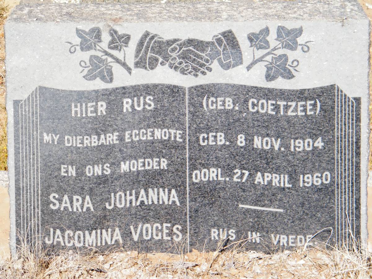 VOGES Sara Johanna Jacomina nee COETZEE 1904-1960