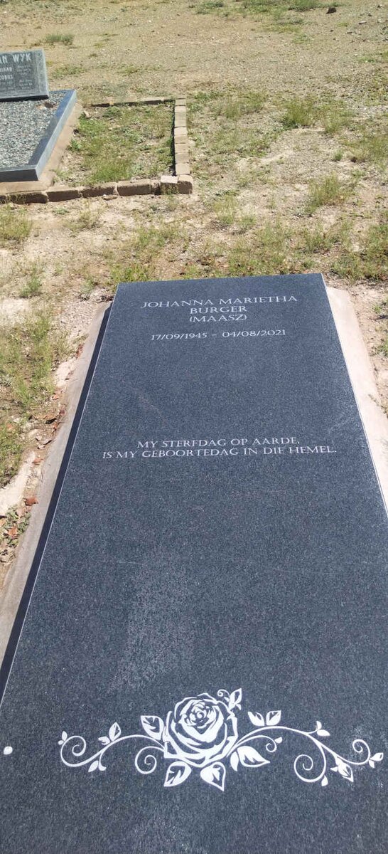 BURGER Johanna Marietha nee MAASZ 1945-2021