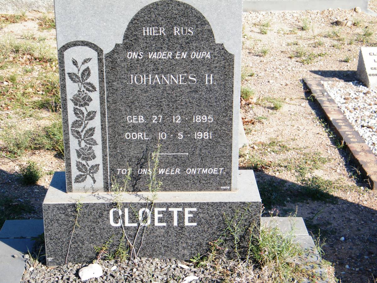 CLOETE Johannes H. 1895-1981